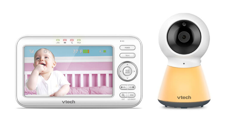 VTech Moniteur vidéo numérique de bébé de 5 po avec veilleuse - VM5254 - blanc