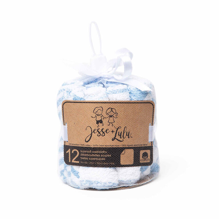 Jesse & Lulu 12-Pack Argyle Theme Washcloth: Blue