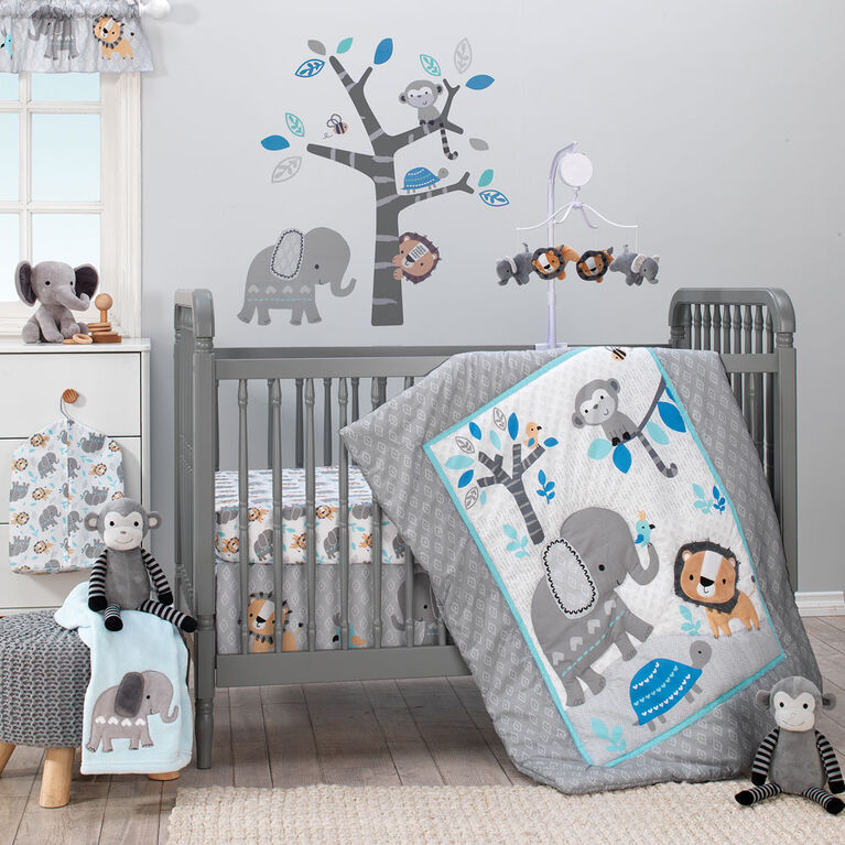 Bedtime Originals - Jungle Fun 3-Piece Crib Bedding Set - Gray