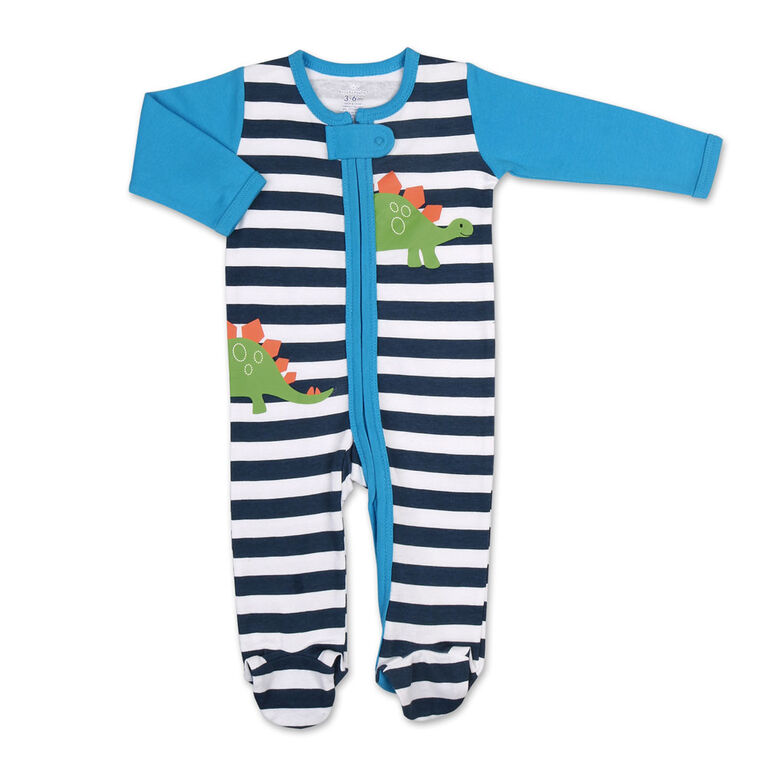 Koala Baby Stegosaurus Stripe Print Zip-Front Sleeper, 12 Months