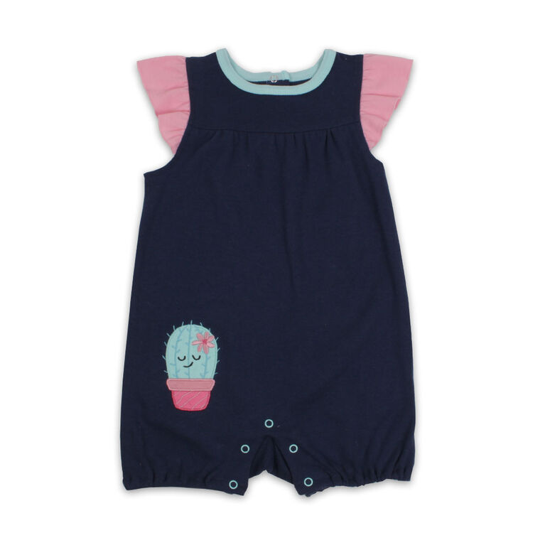 Snugabye Short Romper - Cactus - Navy, Newborn