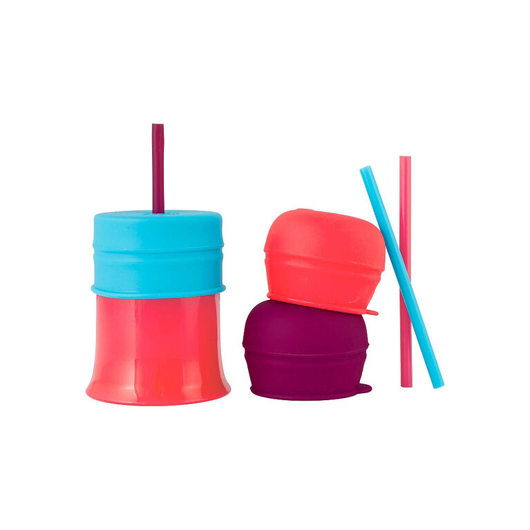 Boon Snug Straw Universal Lid and Cup Set - Blue/Pink/Purple