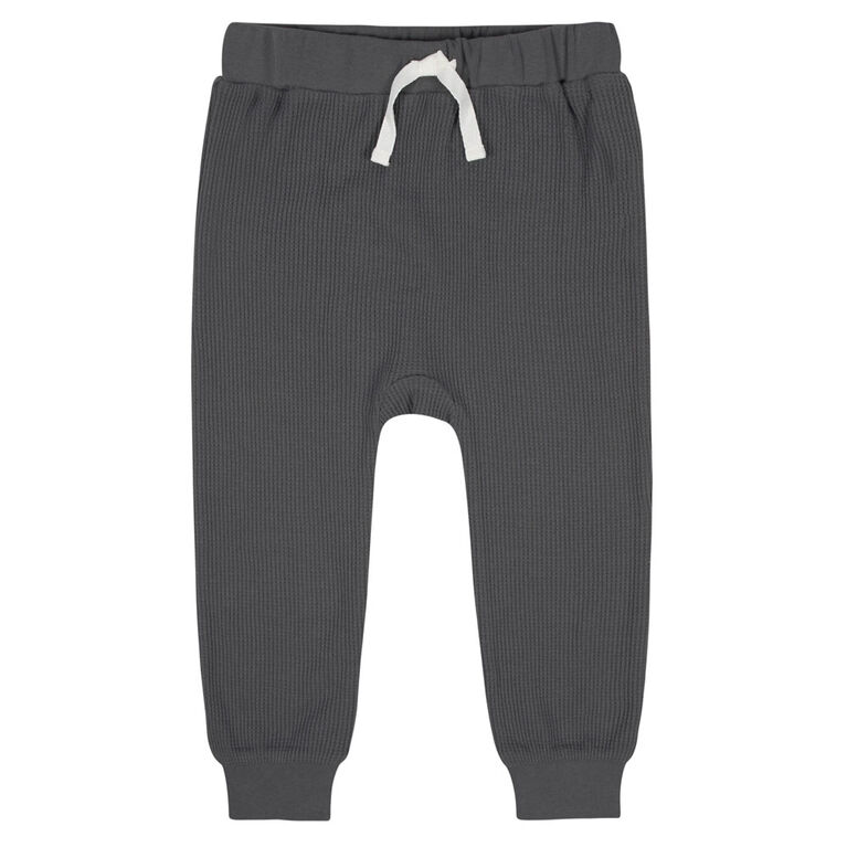 Gerber Childrenswear - 2-Piece Toddler Charcoal Waffle Knit Hoodie & Jogger Set 3T