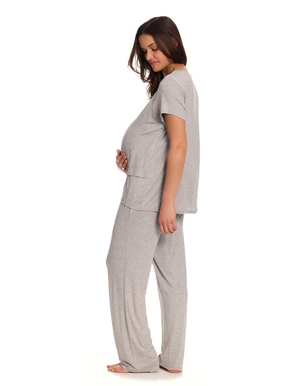 Chloe Rose 2 Piece Maternity & Nursing Pant Set Grey XL