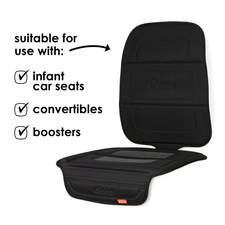 Diono Seat Guard Complete, Full Size Car Seat Protector For Under Child Car Seat, Crash Tested, Raised Edges, Thick Padding & Non Slip Backing For Durable Protection, Black
