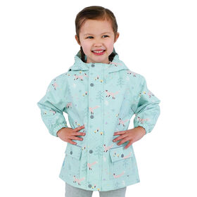 Kids Fleece Lined Rain Jackets | Minty Forest - 2T (2-3Y)