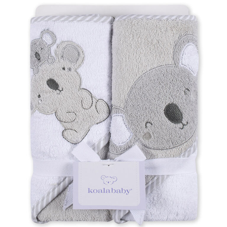 Koala Baby - Serviette à capuche tissée ours - Lot de 2