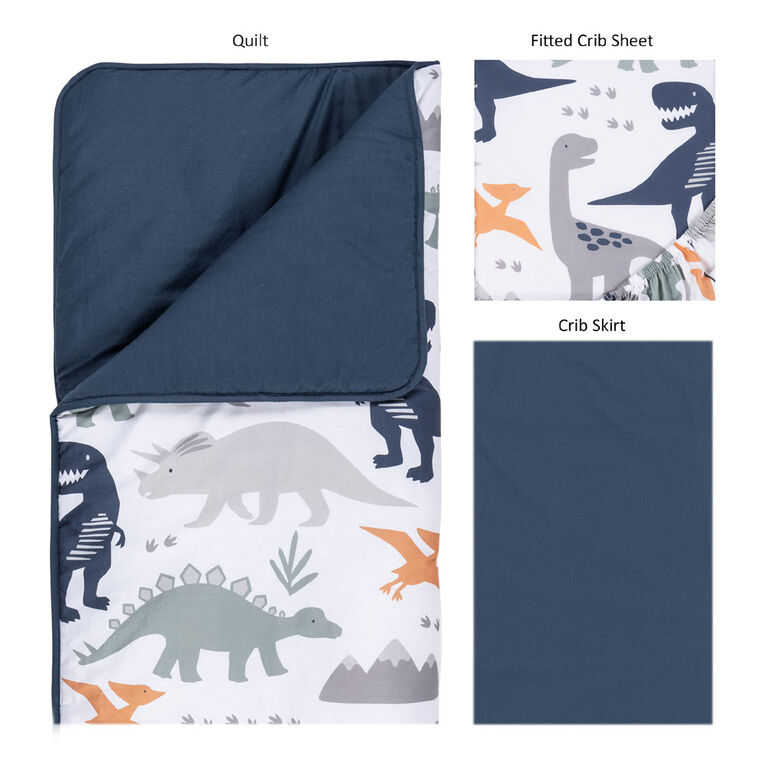 Prehistoric Dino 3 Piece Crib Bedding Set