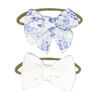 Amor Bebe 3 Piece Muslin Reversible Bib with 2 Headbands Set: White Floral