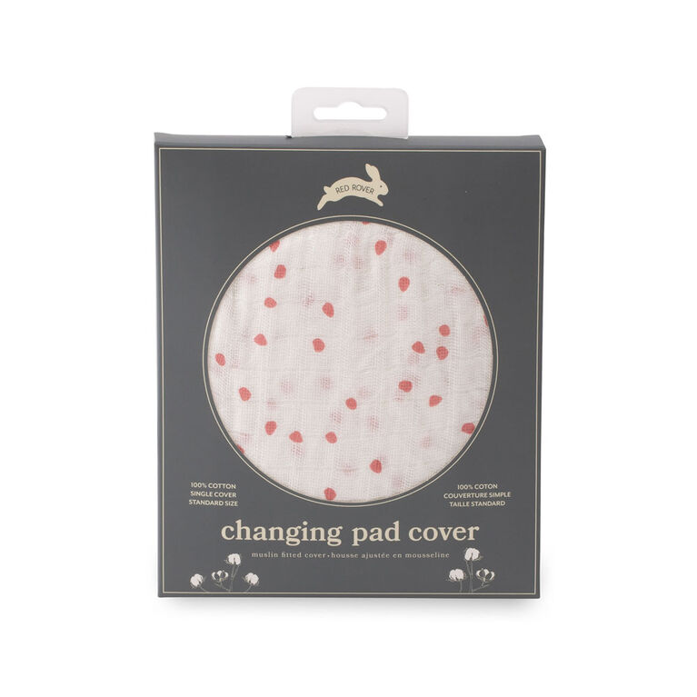 Red Rover - Cotton Muslin Changing Pad Cover - Cherry Petals - R Exclusive