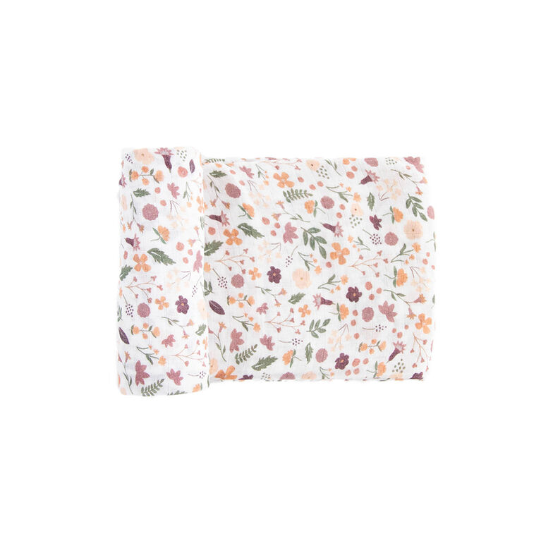 Red Rovr-Organic Cotton Muslin Swaddle Blanket - Mauve Meadow