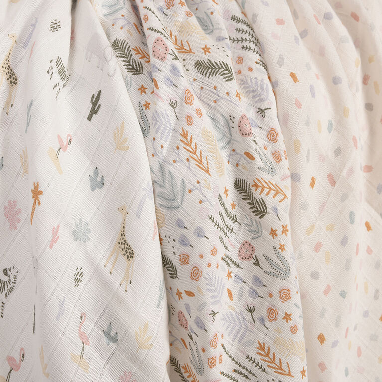 Baby's First by Nemcor Lot de 3 couvertures en mousseline de coton, motif floral