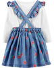 Ensemble 2 pièces robe chasuble en chambray fleuri Carter's – bleu/ivoire, 12 mois