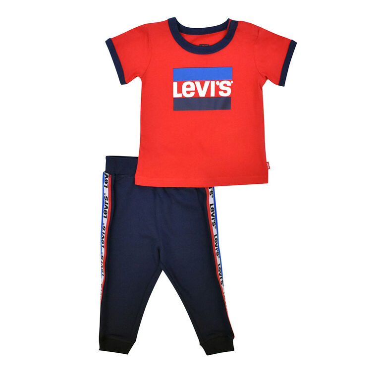 Levis Top and Jog Pant Set - Red, 12 Months