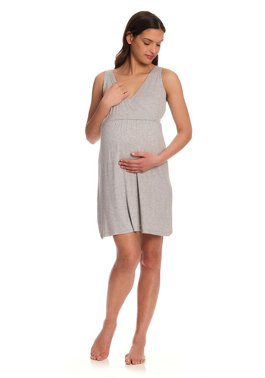 Chloe Rose 2 Piece Maternity & Nursing Robe Set Grey S