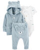 Carter's Three Piece Bear Little Cardigan Set Blue