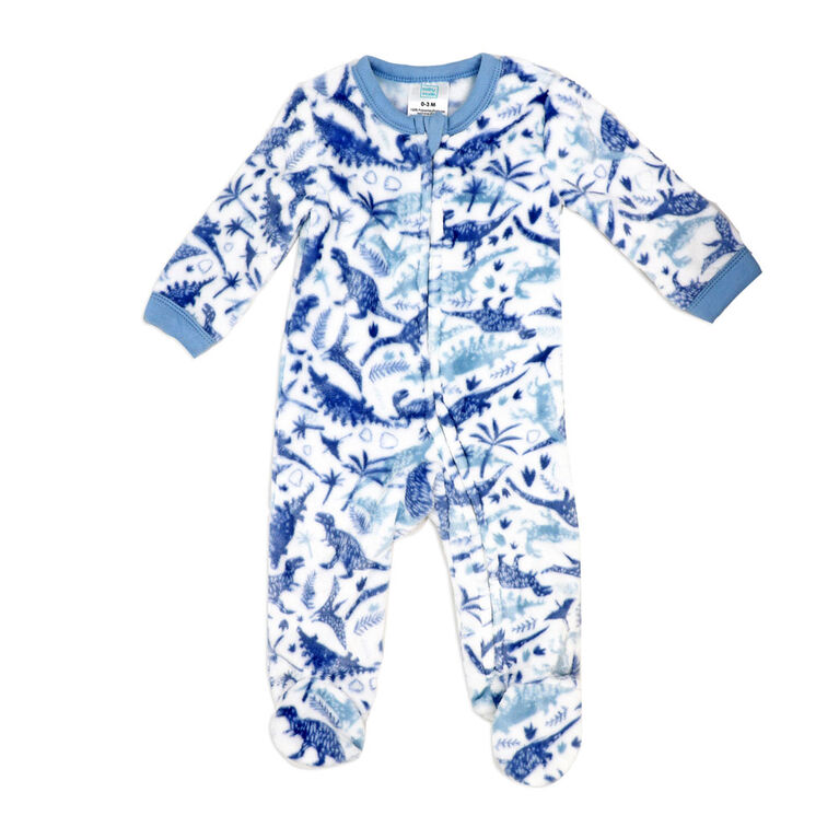 Baby Mode Blue Dinosaur Plush Fleece Sleeper-3-6M
