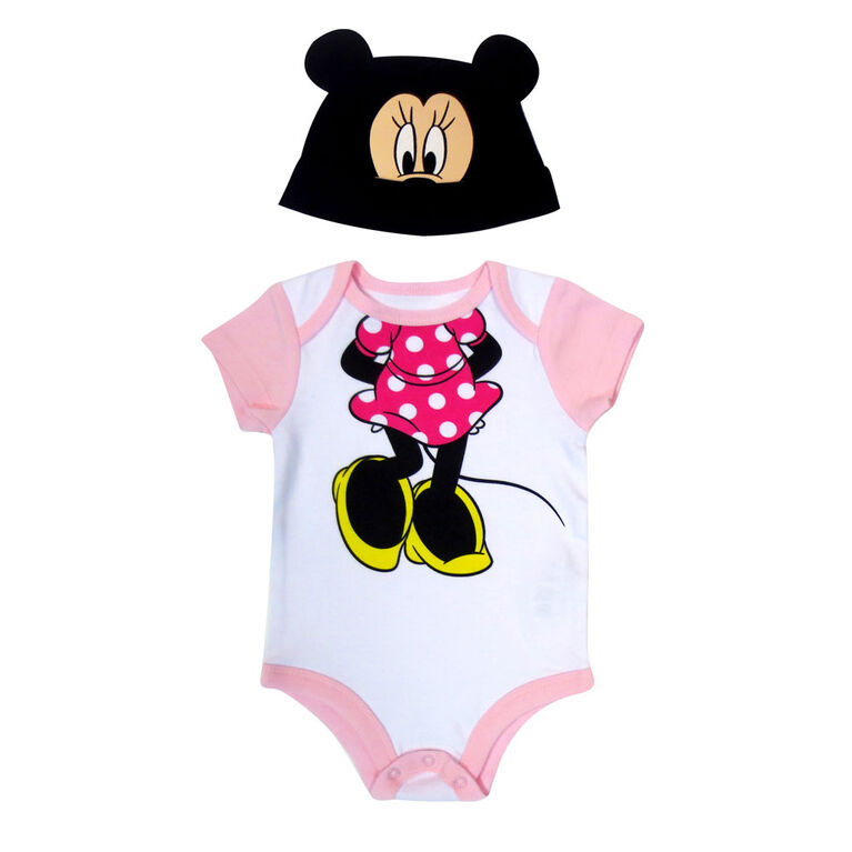 Disney Minnie Mouse 2-Piece Bodysuit and Hat Set - Pink,  Newborn