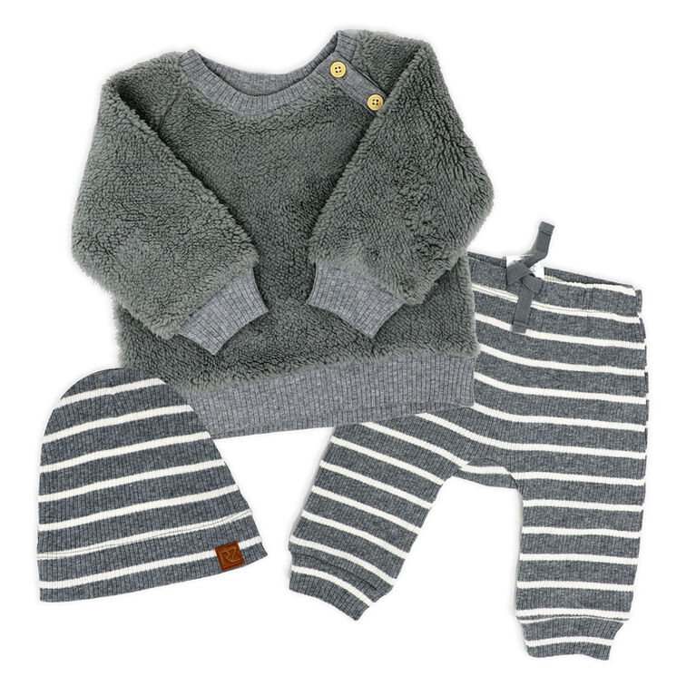 Baby Mode 3 Piece Sherpa Popover Set: Grey