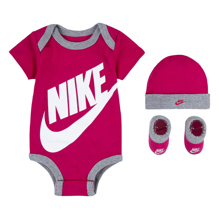 Nike 3 Piece Bodysuit Box Set - Pink - Size 0m-6m