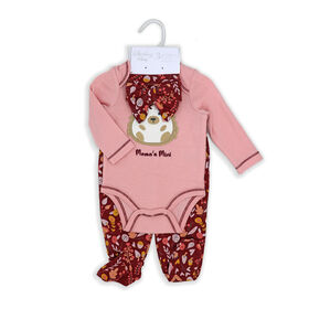Sterling Baby  3 Piece Footed Set:Pink Hamster 9M