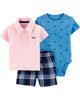 Carter's 3 piece Pink Polo Set - 24 Months