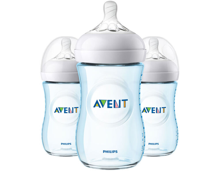 Biberon Philips Avent Naturel, bleu, 9 oz, emb. de 3.