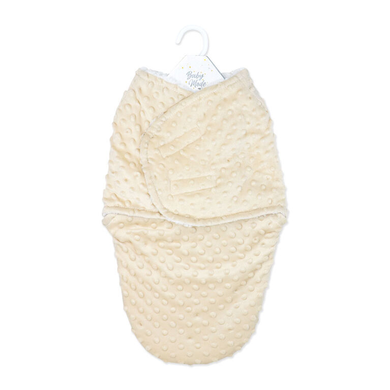 Baby Mode Signature Popcorn Sherpa Swaddle Bag: Tan 0-6M