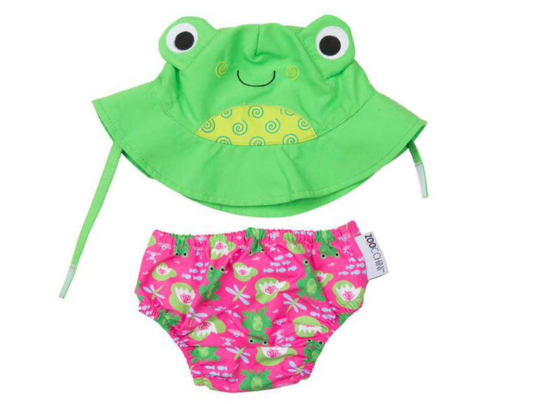 Zoocchini - Swim Diaper & Hat Set - Frog - Medium