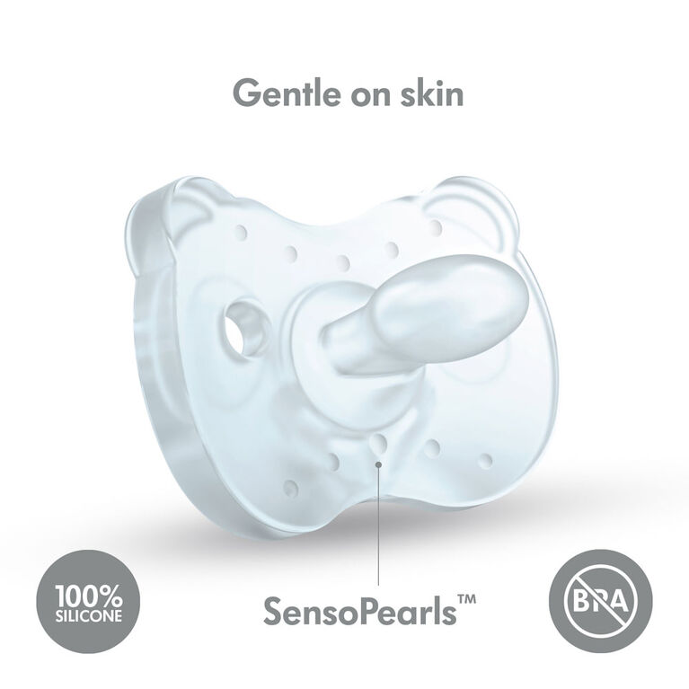 La nouvelle Sucette une pièce SILICONE SOUPLE Medela Baby est conçue pour soutenir la succion naturelle de bébé, sans BPA, légère et orthodontique. 6-18 mo Garçon