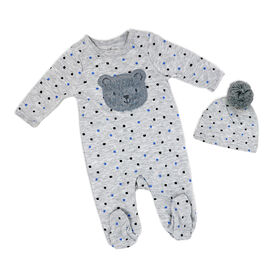 Sterling Baby 2 Piece Footie Set: Grey Bear Newborn
