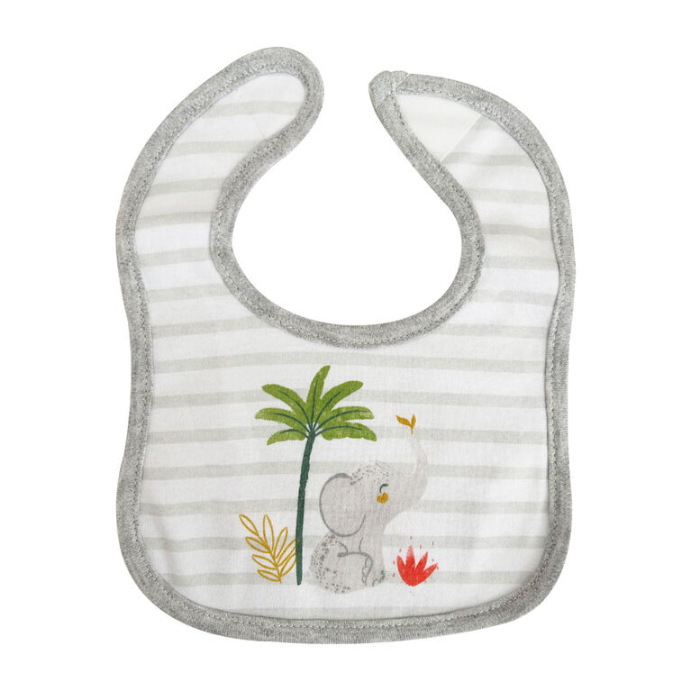 Koala Baby - Lot De 5 Bavettes En Jersey Motif Éléphant Gris