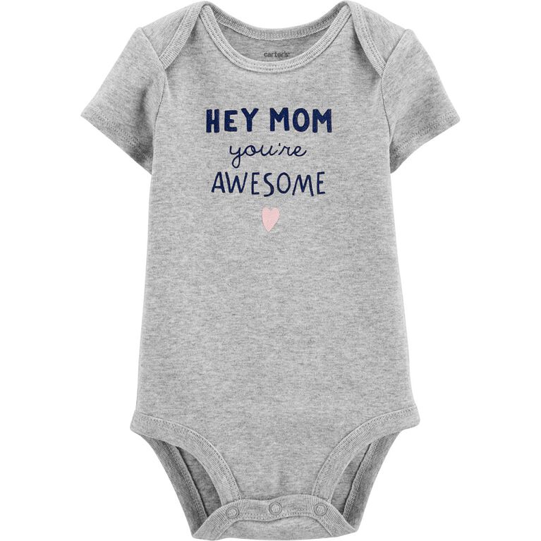 Carter's Hey Mom You're Awesome Collectible Bodysuit - Grey, 9 Months