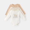 long sleeve organic bodysuit 3-pack, size 12-18m - White