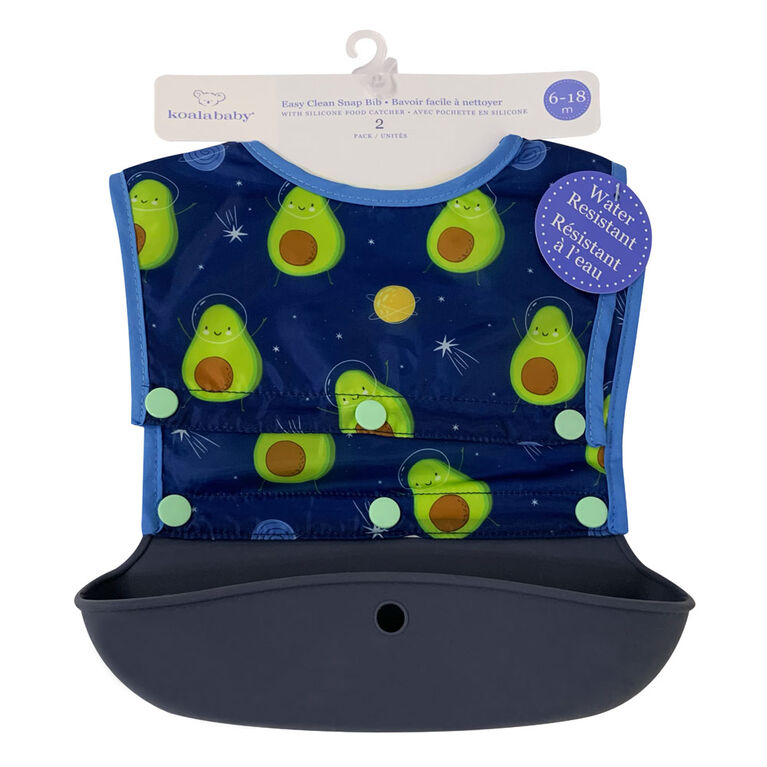 Bavoir Koala Baby - 2 Pk Avec Poche En Silicone Avocats