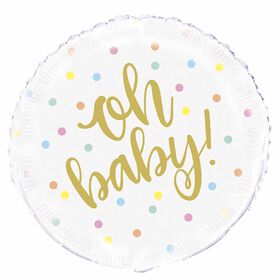 Ballon aluminium rond, 18 " - "Oh Baby" - Édition anglaise