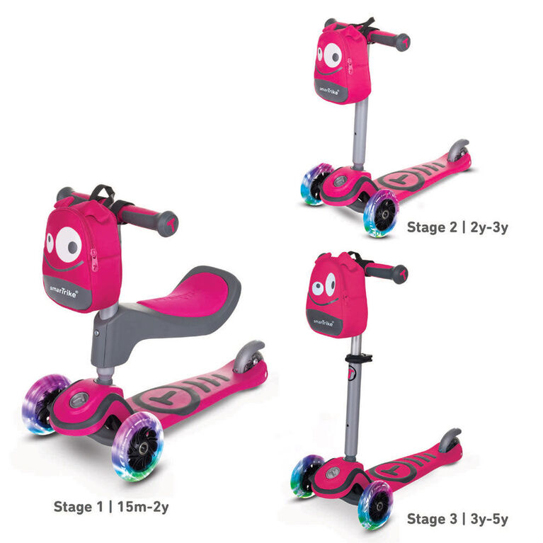 smarTrike - T1 scooTer - Rose avec phares