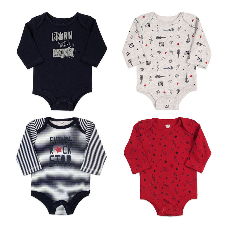 Rococo 4 Pk Bodysuit - Assorted colors, 9-12 Months