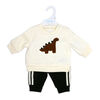 Baby Mode 2 Piece Fleece Pant Set: Brown Dino