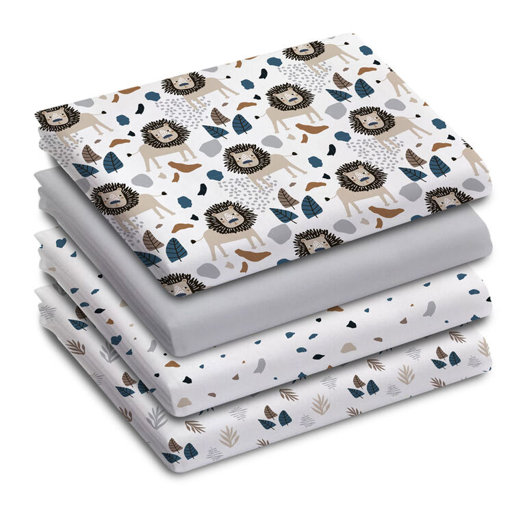 Koala Baby - 4 Pk Receiving Blankets Lion Safari