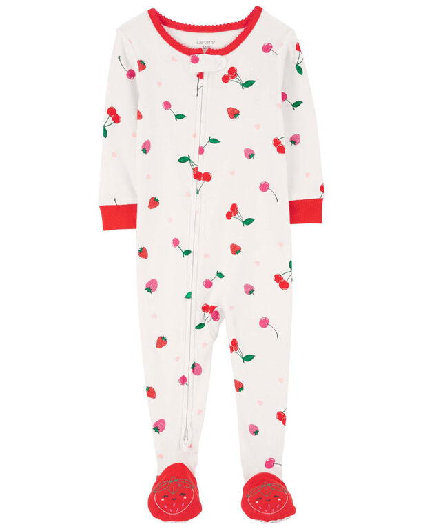 Carter's One Piece Cherry 100% Snug Fit Cotton Footie Pajamas White 24M