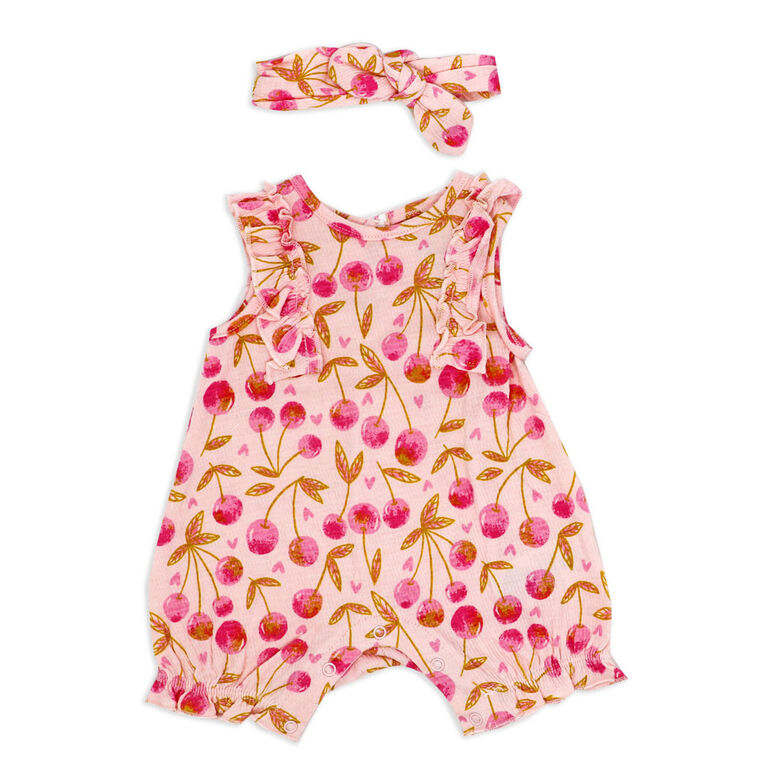 Sterling Baby girl rose 2 pièces romper ensemble 3M