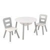 Ensemble table ronde avec rangement + 2 chaises - Gris et blanc