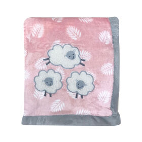 Koala Baby - Agneau Rose/Gris Sherpa Applique Blnkt