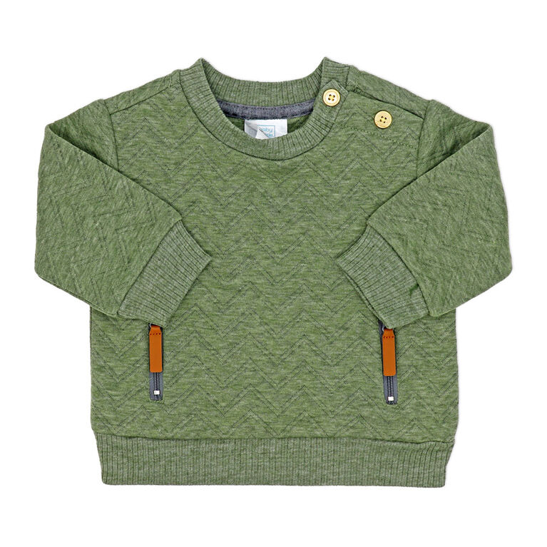 Baby Mode  2 Piece Quilted Jogger Set: Green Heather