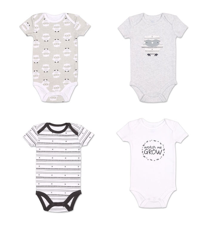 Koala Baby 4Pk Short Sleeved Bodysuit, N Watch Me Grow, 6-9 Months