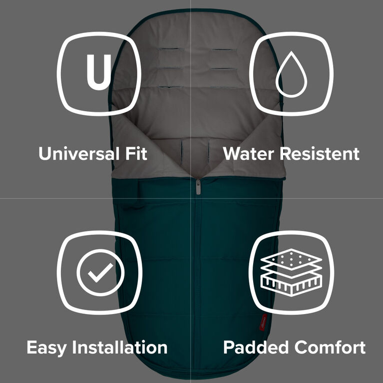 Diono All Weather Stroller Footmuff, Universal Fit from Baby to Toddler With Cozy Super Soft Padding, Weatherproof, Water Resistant Lining, Black Midnight