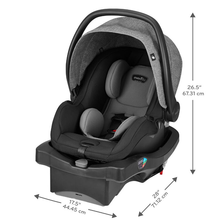 Siège d'auto pour bébés Evenflo GOLD SensorSafe LiteMax DLX avec patte de chargement SafeZone, Pierre de lune