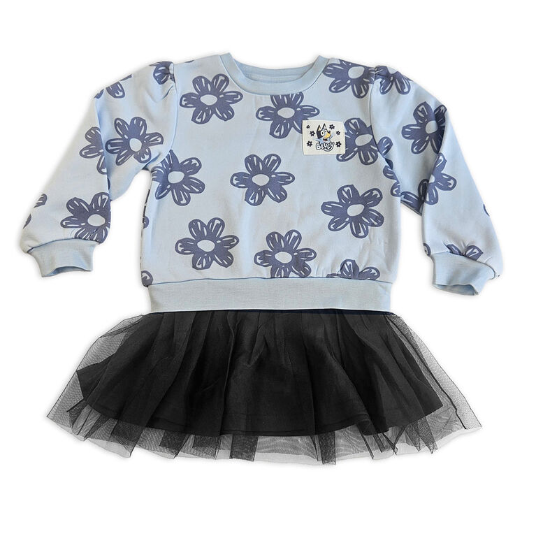 Bluey Long Sleeve Dress - Lt. Blue/Navy 4T Bluey Long Sleeve Dress - Lt. Blue/Navy 4T