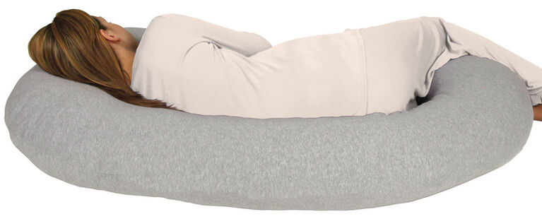 Leachco - Coussin corporel Snoogle Chic avec housse en jersey gris chiné.